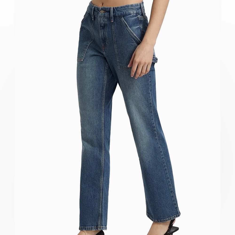 Good American Good Icon Mid Rise Straight Carpenter Jeans